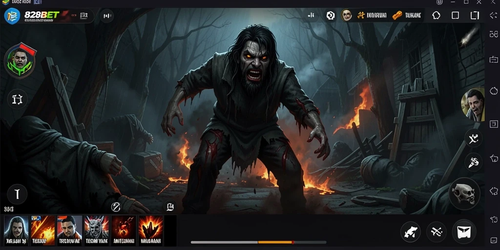 Menampilkan gameplay menegangkan di 828BET dengan suasana Horror.