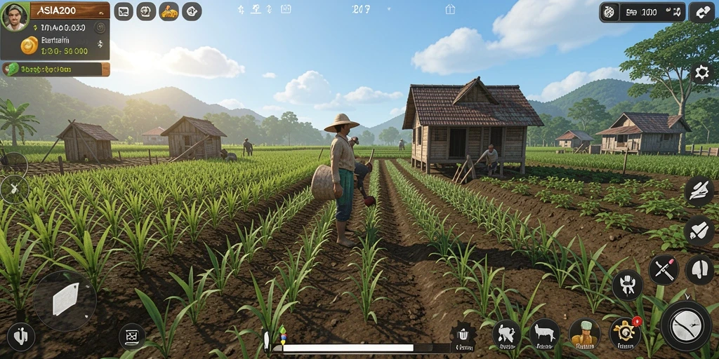 Tampilan gameplay <strong>ASIA200</strong> yang menarik dan mengasyikkan saat bertani.