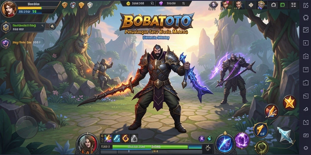Screenshot BOBATOTO menampilkan aksi pertempuran seru di dunia MMORPG.