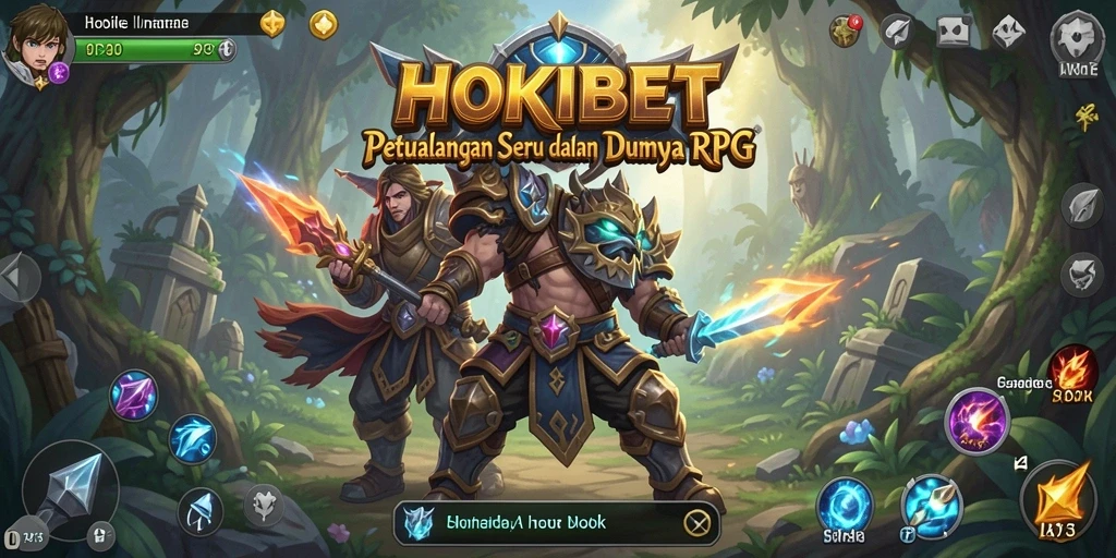 Tampilan utama HOKIBET menampilkan aksi seru dalam pertempuran RPG.