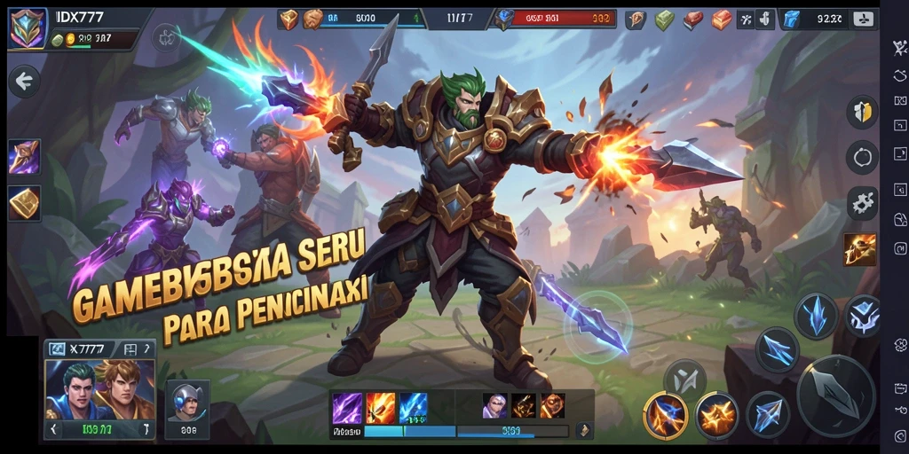 Tampilan gameplay IDX777 dengan pertempuran seru dan karakter unik.