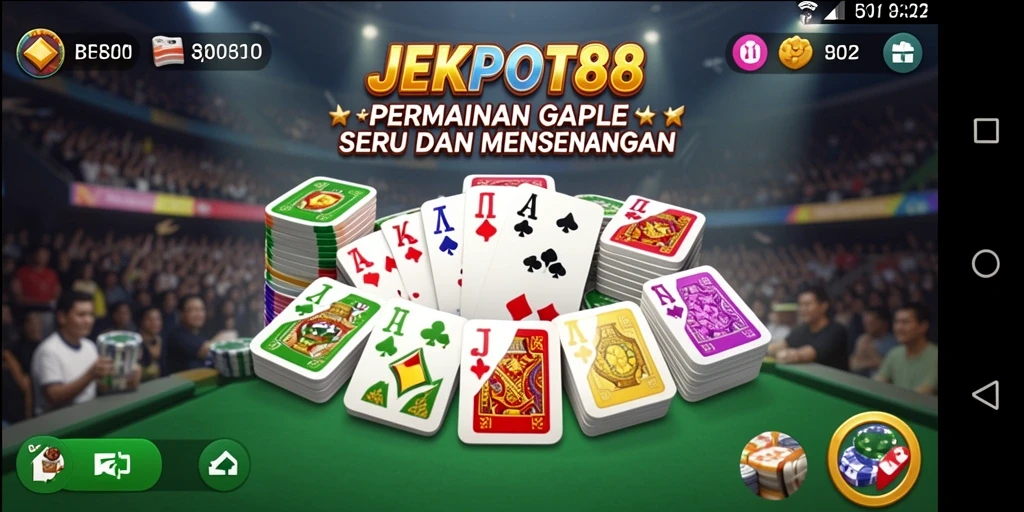 Screenshot utama gameplay Gaple di JEKPOT88.