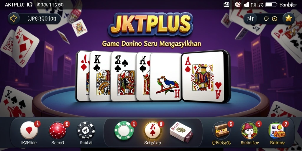 Tampilan gameplay yang seru dalam JKTPLUS, permainan domino menyenangkan.