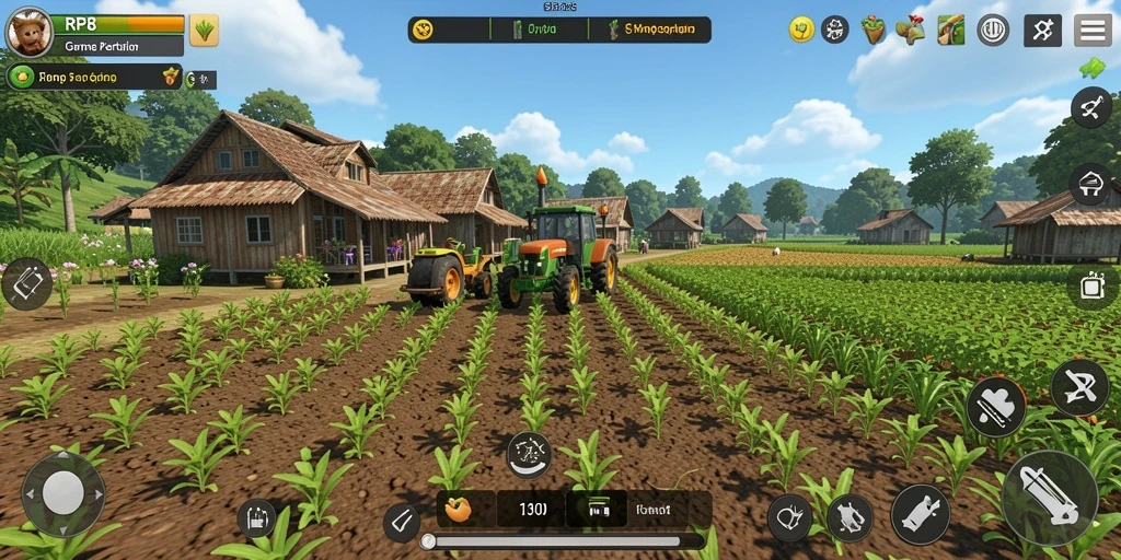 Screenshot gameplay RP8 menunjukkan keseruan bertani dengan grafis yang indah.