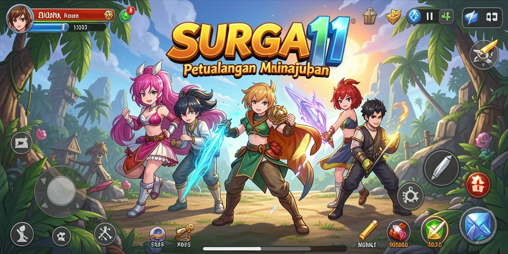 Tampilan gameplay yang penuh aksi dan karakter anime menawan.