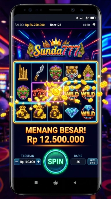 Tampilan utama aplikasi sunda777 yang menawan.